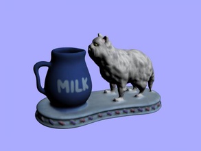 Porzellan Katze Kostenlose 3d-Modell - download obj-Datei Kunst Skulptur lustige Milch 3d print model - Mito3D