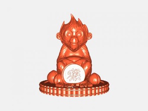 singe rouge gratuit modèle 3d - téléchargement de fichier stl Les jouets Animaux chinoise statue 3d print model - Mito3D
