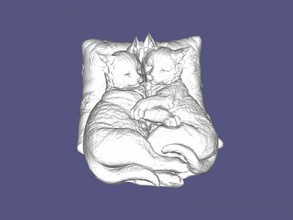 sleeping kittens toys animals 3d print model - Mito3D