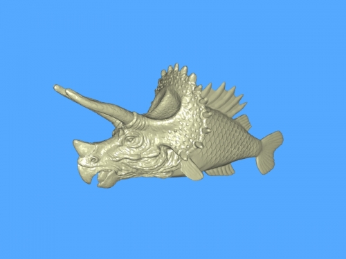 tricerafish gratuit modèle 3d - téléchargement de fichier stl Les jouets Animaux quelque chose entre le tricératops poisson 3D print model - Mito3D