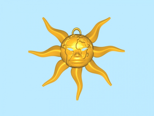 carte du monde sun gratuit modèle 3d - téléchargement de fichier stl De la mode Accessoires pendentif soleil radieux 3D print model - Mito3D
