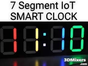  7 segment led smart clock 3d model ws2812b ws2812 led iot gadget clock clip