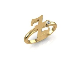 - english font ring gold symbol jewelry vintage letter letters letterz alphabet diamond gem initial initials modern fashion art retro rings 3d print model - Mito3D