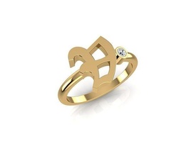 - english font ring gold art symbol jewelry printable platinum letter letters ringv initial initials alphabet alfabet vintage gem diamondring rings 3d print model - Mito3D