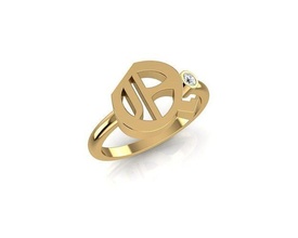 antiguo inglés fuente anillo q oro diseño arte resumen símbolo joyería joya imprimible diamante geométrico forma inicial iniciales letra letras alfabeto anillos 3d print model - Mito3D