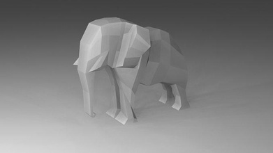 poli selvaggio elefante animali lowpoly nessun colore semplice scienza 3d print model - Mito3D