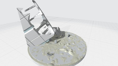 mbs01f am mecha bataille scène 01 bâtiment conséquences sci scifi gundam tour modèle vaisseau spatial marcoss jouet ruines explosion robot paysage statue loisir diy diorama 3d print model - Mito3D