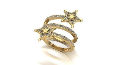 000011 oro diamante Moda anillo Arte joyería 3d print model - Mito3D