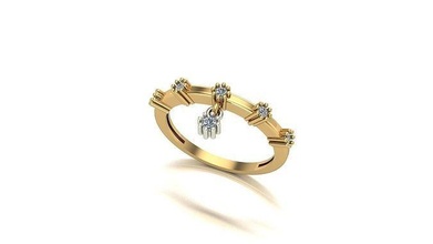 000020 oro diamante Moda anillo Arte joyería 3d print model - Mito3D