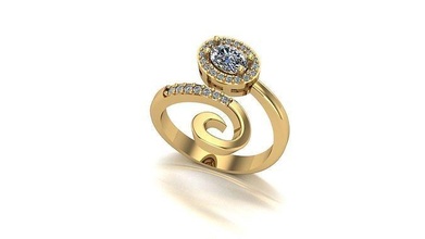 000022 ouro diamante moda anel arte jóias 3d print model - Mito3D