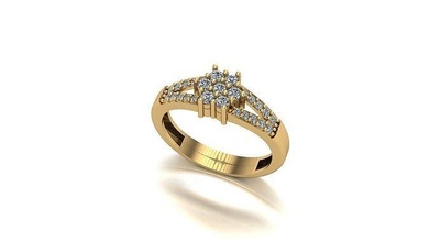 000025 oro diamante Moda anillo Arte joyería 3d print model - Mito3D
