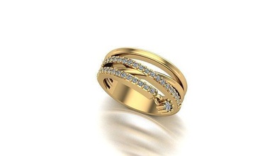 000026 ouro diamante moda anel arte jóias 3d print model - Mito3D