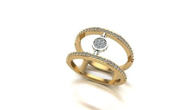 000027 oro diamante Moda anillo Arte joyería 3d print model - Mito3D