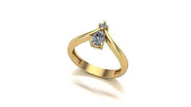 000028 ouro diamante moda anel arte jóias 3d print model - Mito3D