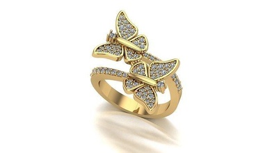 000030 ouro diamante moda anel arte jóias 3d print model - Mito3D