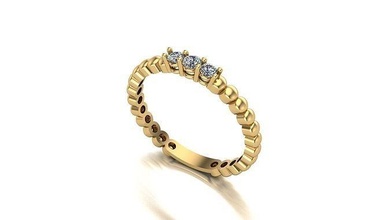 000036 oro diamante Moda anillo Arte joyería 3d print model - Mito3D