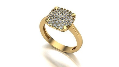 000037 ouro diamante moda anel arte jóias 3d print model - Mito3D