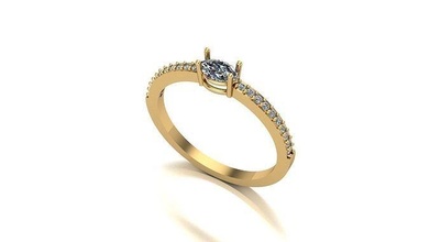 000040 oro diamante Moda anillo Arte joyería 3d print model - Mito3D