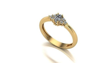 000045 ouro diamante moda anel arte jóias 3d print model - Mito3D