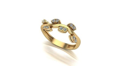 000047 oro diamante Moda anillo Arte joyería 3d print model - Mito3D