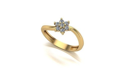 000049 oro diamante Moda anillo Arte joyería 3d print model - Mito3D