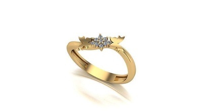 000050 oro diamante Moda anillo Arte joyería 3d print model - Mito3D