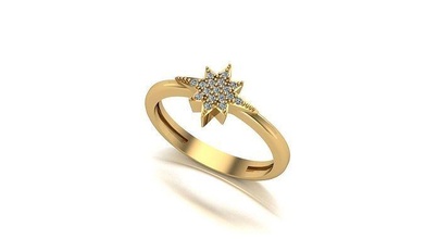 000051 oro diamante Moda anillo Arte joyería 3d print model - Mito3D