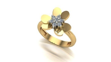 000052 gold diamond fashion ring art jewellery 3d print model - Mito3D