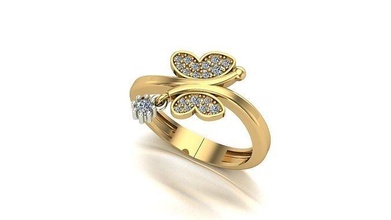 000053 ouro diamante moda anel arte jóias 3d print model - Mito3D