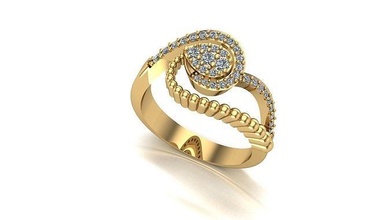 000054 ouro diamante moda anel arte jóias 3d print model - Mito3D