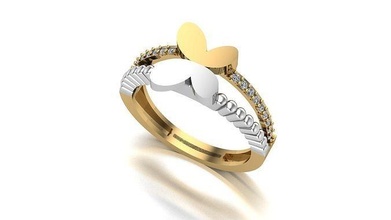000061 ouro diamante moda anel arte jóias 3d print model - Mito3D