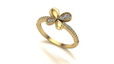 000062 oro diamante Moda anillo Arte joyería 3d print model - Mito3D