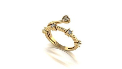 000068 oro diamante Moda anillo Arte joyería 3d print model - Mito3D