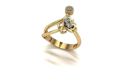 00006 oro diamante Moda anillo Arte joyería 3d print model - Mito3D