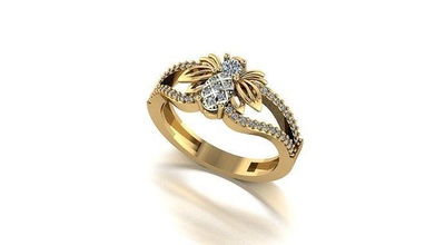 000070 oro diamante Moda anillo Arte joyería 3d print model - Mito3D