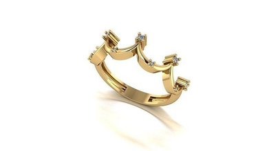 000075 gold diamond ring fashion art 3d print model - Mito3D