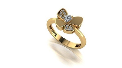 000078 oro diamante Moda anillo Arte joyería 3d print model - Mito3D