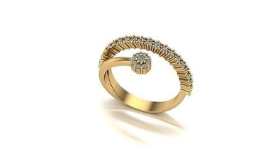 00007 ouro diamante moda anel arte jóias 3d print model - Mito3D