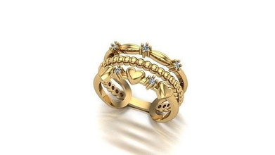 00008 ouro diamante moda anel arte jóias 3d print model - Mito3D