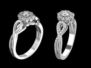 001 nişan hale yüzük 025ct merkez taş mücevher takı yazdırılabilir elmas altın parlak moda güzellik düğün çap yüzükler 3d print model - Mito3D
