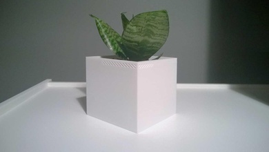 003f - planter medium cuboid house plant roots aeration saucer pot accessories 3d print model - Mito3D