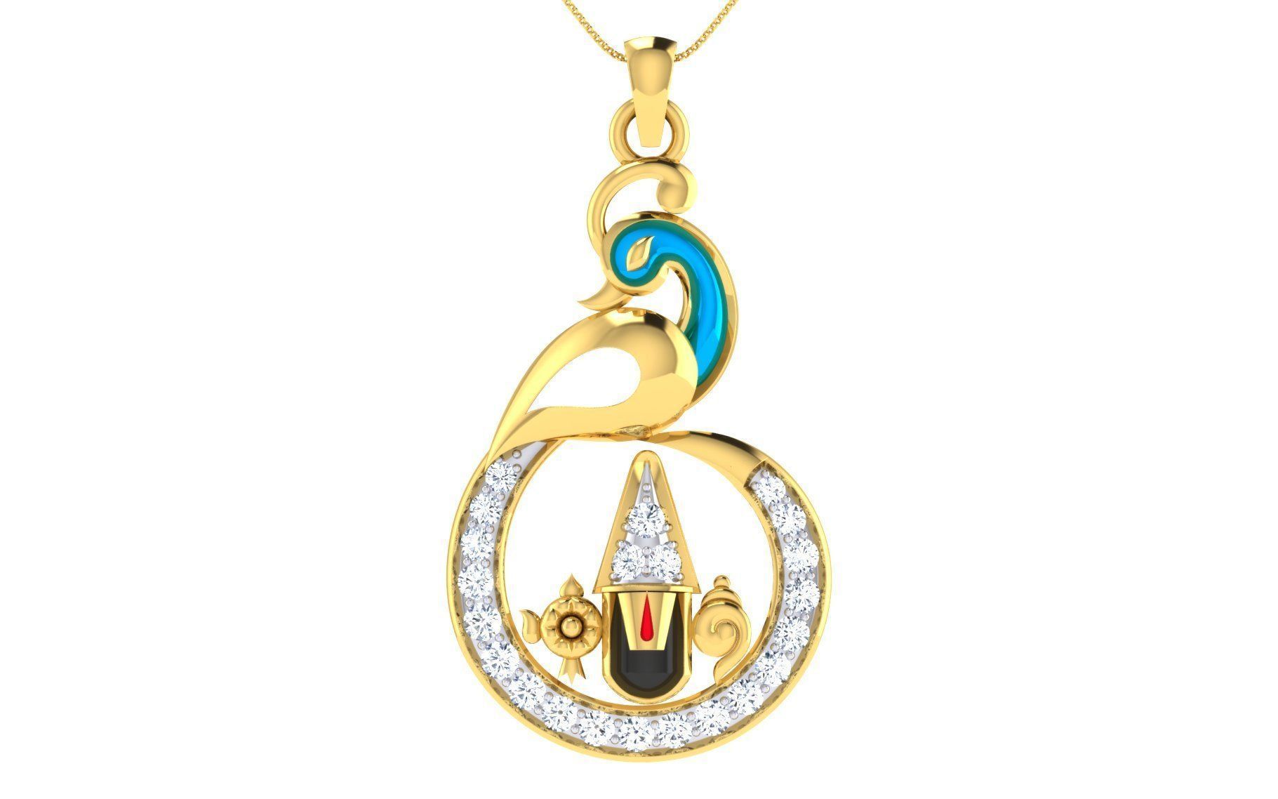 004 balaji - religious gold pendant lightweight latestjewellery lightweightjewelery cadjewelery printable 3d jewellery 22k 18k enameljewellery pendants unisexjewelery religiousgoldpendant jewelrytrends tirupatibalaji jewelery goldpendant jewelry 3D print model - Mito3D