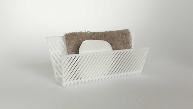 007f - sponge holder angular pattern house kitchen sink scour pad dining 3d print model - Mito3D