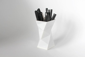 008a - pen holder faceted sculpture office designer interior commercial house accessories board room hospital writing instrument 3d print model - Mito3D