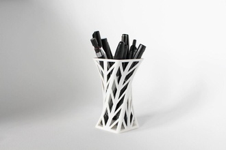 008f - pen holder wireframe arrowhead pattern sculpture office designer interior commercial house accessories board room hospital writing instrument 3d print model - Mito3D