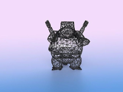 009 blastoise Pokemon wiremon figura filo arte resina 3d stampa digitale modello antipasto acqua genere casa decorazione Casa arredamento 3d print model - Mito3D