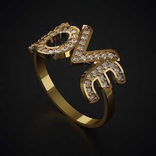016 bague l'amour bijoux or mode imprimable belle poids léger diamant argent anneaux 3d print model - Mito3D