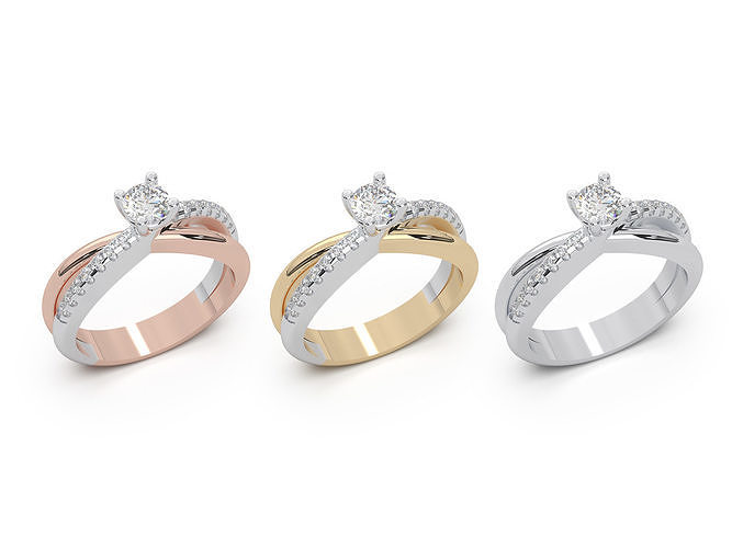 019 nişan yüzük 035ct mücevher takı yazdırılabilir elmas altın parlak moda güzellik düğün çap yüzükler 3D print model - Mito3D