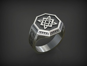 01 eslavio anillo estrella of rus joyería joya plata moda oro hombre personaje anillos 3d print model - Mito3D