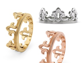 0205 anillo banda corona diamante brillante Estados Unidos Canadá Europa compromiso Boda 14k diseño Moda plata oro joya joyería curvas imprimible anillos 3d print model - Mito3D
